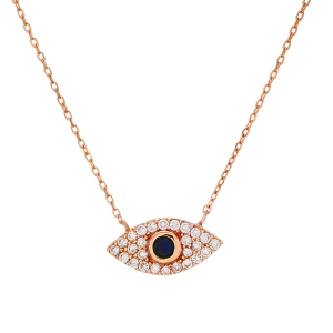 Rose gold evil eye necklace