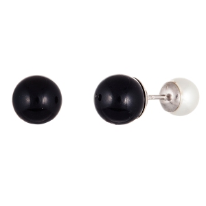 STERLING SILVER RHODIUM PEARL FRONT & BACK POST EARRING